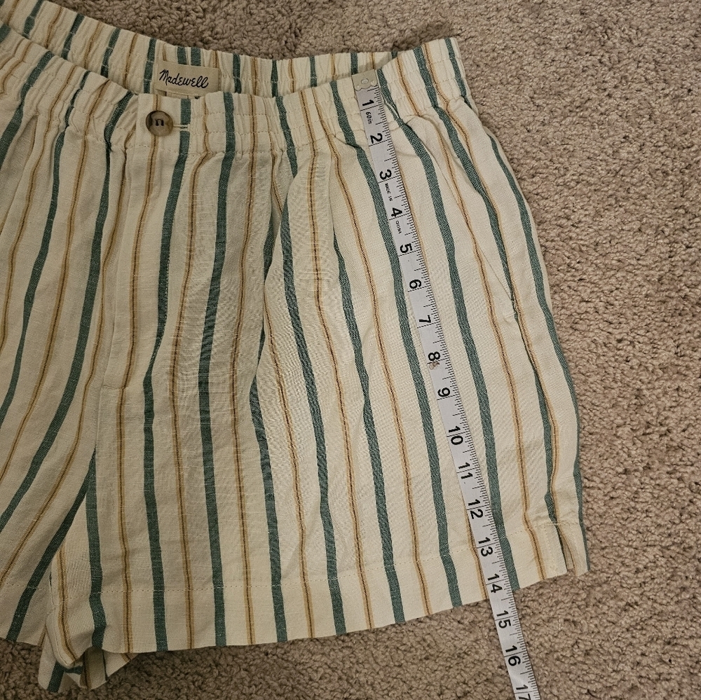 Madewell NWT Linen Viscose Blens Track Shorts in Stripe Size L - Picture 9 of 9